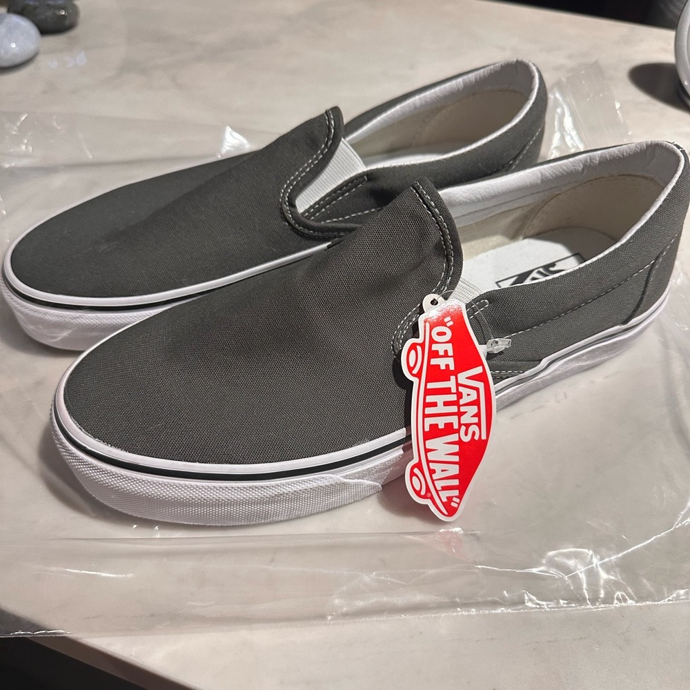 Vans grey slip ons